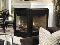 Libra 40PF - 40" Libra Direct Vent Gas Fireplace, Top/Rear Combo, Peninsula, Louverless