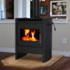 Chinook 30.2 Wood Stove Body- S.CK30.2- Firebox With Metallic Black Curved Sides -HearthHome Chinook30 Black RoomShot sq