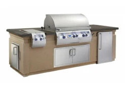 Pre-Fab Grill Islands (35" X 108") - Café Blanco Base W/ Polished Smoke Counter