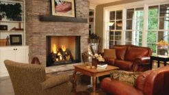 Heatilator Birmingham Wood Burning Fireplace Series -HearthHome HTL Birmingham 50 MeshScreenOpen FiresideGrandOakLogset OzarkShelf Room tif