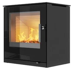 Q Tee 2 Gas Stove With Glass Door In Black