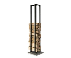 Freestanding Woodwall High Firewood Holder In Black Without Tools (75" X 10")