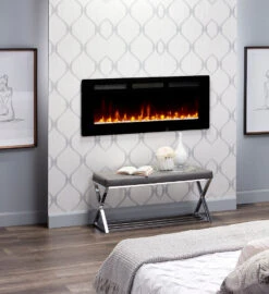 Dimplex Sierra 48" Wall/Built-In Linear Fireplace- SIL48 -HearthHome SIL48 Lifestyle1 Pebbles 150dpi