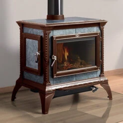 HERITAGE - Model 8024 HERITAGE TruHybridTM: BROWN ENAMEL - LEFT LOAD 5 HERITAGE - Model 8024 HERITAGE TruHybridTM: BROWN ENAMEL - LEFT LOAD -HearthHome heritage wood brown enamel 1