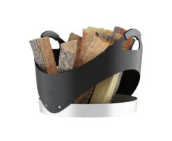 Carry Firewood Holder- Black With Black Leather Grips